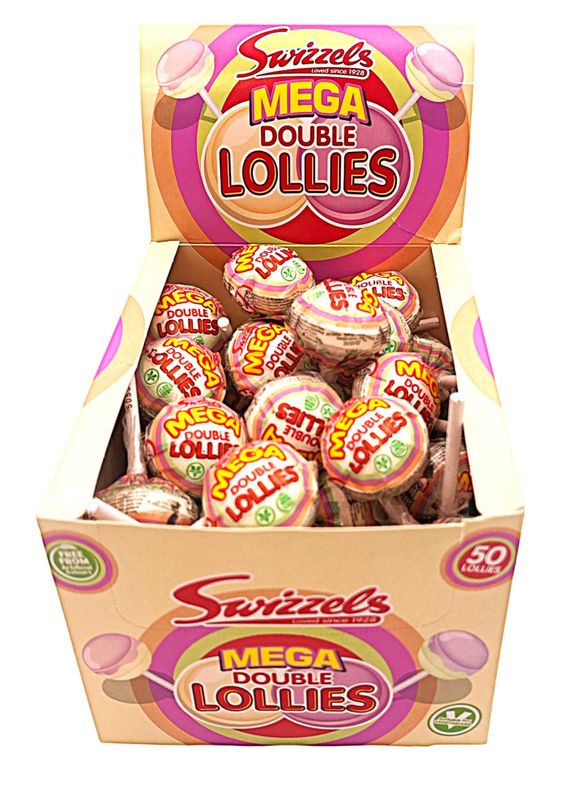 Swizzels double mega lolly 31g, 50stk pr kartong