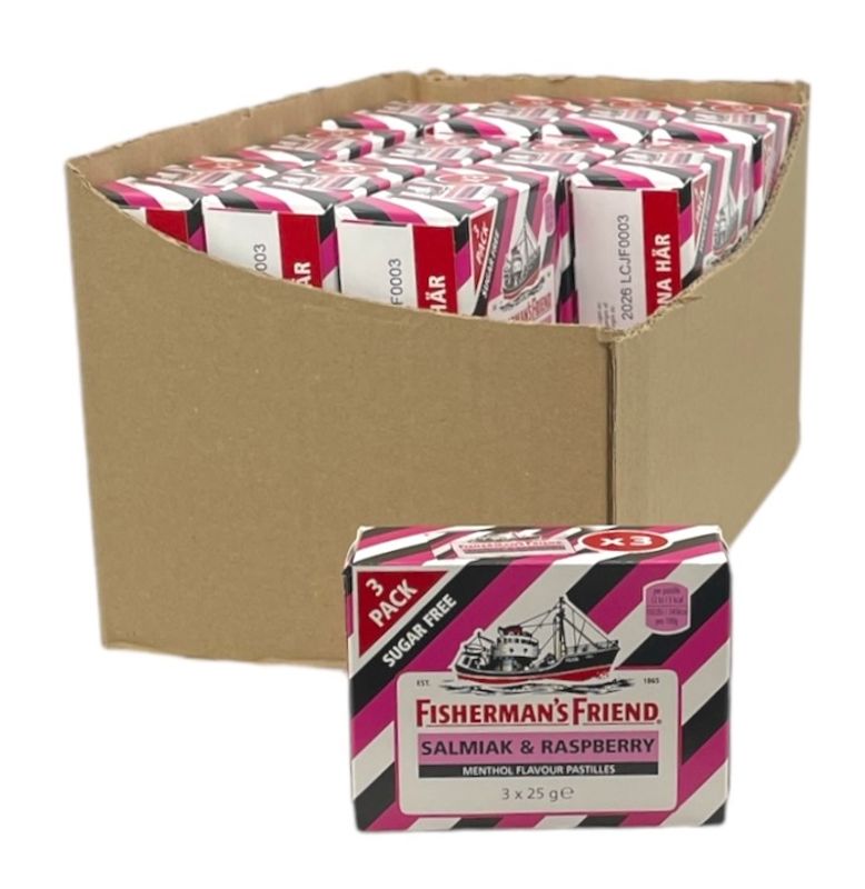 Fishermans Friend Salmiakk/Rasberry 3x25g, 24stk pr kartong
