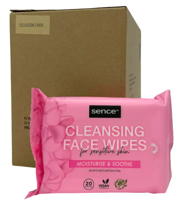 Sence sensitive facial wipes 20pk, 24stk pr kartong
