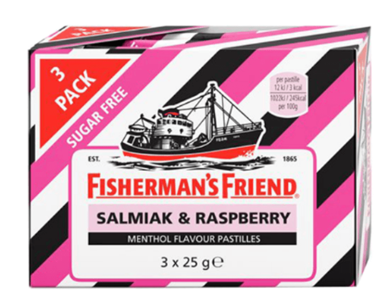 Fishermans Friend Salmiakk/Rasberry 3x25g, 16stk pr kartong